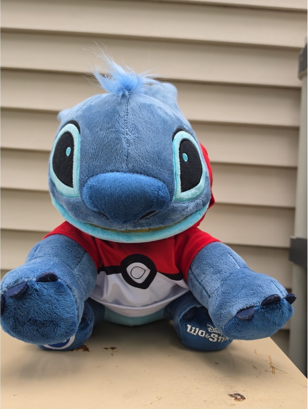 Build A Bear Disney Lilo And Stitch Plush Wearing Pokemon Pokeball Hoodie